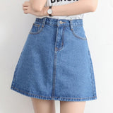Lucyever Fashion Korean Summer Women Denim Skirt High Waist Black Mini Skirts Package Hip Blue Jeans Harajuku Plus Size Cotton
