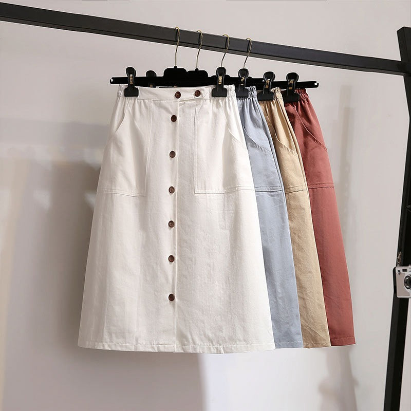 Fashion A-Line Single-Breasted Skirt 2019 Women Summer Skirts Casual High Waist Skirts