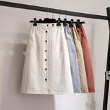 Fashion A-Line Single-Breasted Skirt 2019 Women Summer Skirts Casual High Waist Skirts