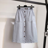 Fashion A-Line Single-Breasted Skirt 2019 Women Summer Skirts Casual High Waist Skirts