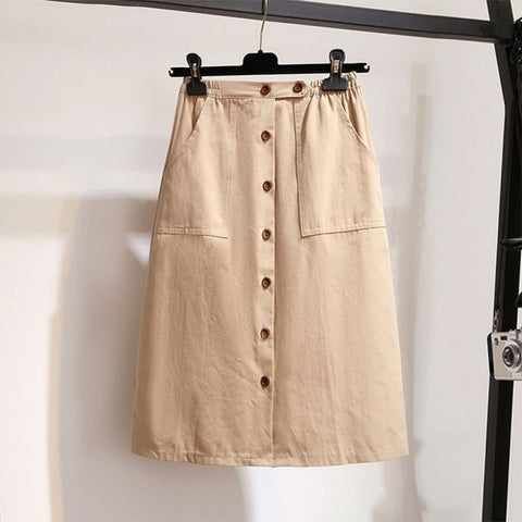 Fashion A-Line Single-Breasted Skirt 2019 Women Summer Skirts Casual High Waist Skirts