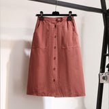 Fashion A-Line Single-Breasted Skirt 2019 Women Summer Skirts Casual High Waist Skirts