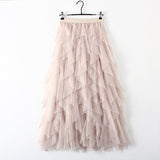 TIGENA Fashion Tutu Tulle Skirt Women Long Maxi Skirt 2019 Korean Cute Pink High Waist Pleated Skirt Female tiulowa spodnica