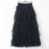 TIGENA Fashion Tutu Tulle Skirt Women Long Maxi Skirt 2019 Korean Cute Pink High Waist Pleated Skirt Female tiulowa spodnica