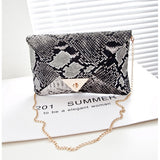 Fashion PU Leather Cross Body Shoulder Bags Ladies Retro Snake Skin Day Clutches Metal Chain Envelope Bag Women Purse Hand Bag
