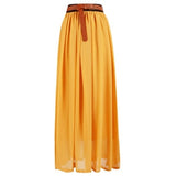 New Brand Fashion Designer Sexy Style Skirt  Women Sexy Chiffon Candy Color Long Skirt High Quality  Nice designs Hot selling