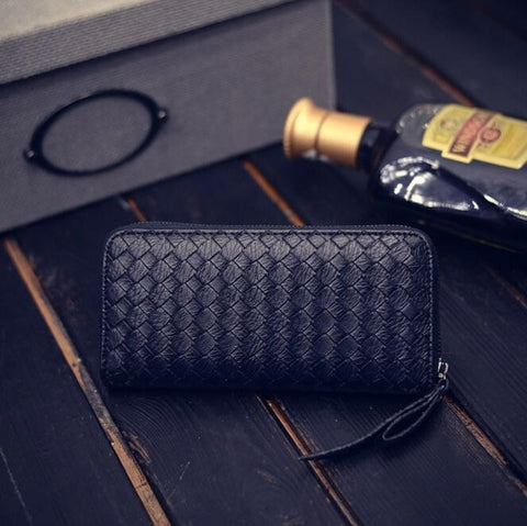 Women fashion new purse hot style weave a long zipper hand bag lady wallet fashion mobile wallet