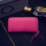 Women fashion new purse hot style weave a long zipper hand bag lady wallet fashion mobile wallet