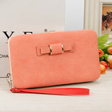 Bokinslon Woman Wallet Long Section PU Leather Bowknot Girls Brand Purse Popular Practical Ladies Hand Wallet
