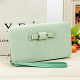 Bokinslon Woman Wallet Long Section PU Leather Bowknot Girls Brand Purse Popular Practical Ladies Hand Wallet
