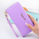 Bokinslon Ladies Zipper Purse Large Capacity Practical Hand Wallet Woman PU Leather Fashion Female Long Section Wallet
