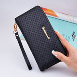 Bokinslon Ladies Zipper Purse Large Capacity Practical Hand Wallet Woman PU Leather Fashion Female Long Section Wallet
