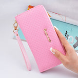 Bokinslon Ladies Zipper Purse Large Capacity Practical Hand Wallet Woman PU Leather Fashion Female Long Section Wallet