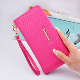 Bokinslon Ladies Zipper Purse Large Capacity Practical Hand Wallet Woman PU Leather Fashion Female Long Section Wallet