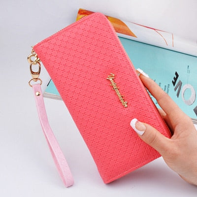 Bokinslon Ladies Zipper Purse Large Capacity Practical Hand Wallet Woman PU Leather Fashion Female Long Section Wallet
