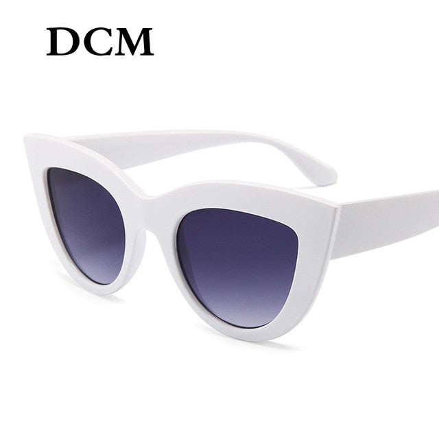 DCM Vintage Sunglasses Women Cat eye Sunglass Retro Sun glasses Female Pink Mirror Eyewear