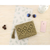 AEQUEEN Women Rattan Clutch Bag Female Straw Bag Bohemian Beach Party Bag Feminina Bolsa White Weaving Flap Handbag Ladies Purse