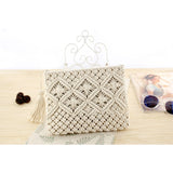 AEQUEEN Women Rattan Clutch Bag Female Straw Bag Bohemian Beach Party Bag Feminina Bolsa White Weaving Flap Handbag Ladies Purse