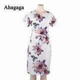 Ahagaga 2019 Spring Dress Women Fashion Print Elegant Cute Sashes O-neck Sexy Slim Sheath Dress Women Dresses Vestidos Robes