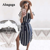 Ahagaga 2019 Spring Dress Women Fashion Print Elegant Cute Sashes O-neck Sexy Slim Sheath Dress Women Dresses Vestidos Robes
