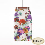 Fashion Spring Summer Style Pencil Skirt Women High Waist Green Skirts Vintage Elegant Bodycon Floral Print Midi Skirt FICUSRONG