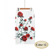 Fashion Spring Summer Style Pencil Skirt Women High Waist Green Skirts Vintage Elegant Bodycon Floral Print Midi Skirt FICUSRONG