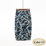 Fashion Spring Summer Style Pencil Skirt Women High Waist Green Skirts Vintage Elegant Bodycon Floral Print Midi Skirt FICUSRONG