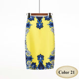 Fashion Spring Summer Style Pencil Skirt Women High Waist Green Skirts Vintage Elegant Bodycon Floral Print Midi Skirt FICUSRONG