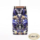 Fashion Spring Summer Style Pencil Skirt Women High Waist Green Skirts Vintage Elegant Bodycon Floral Print Midi Skirt FICUSRONG