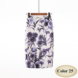 Fashion Spring Summer Style Pencil Skirt Women High Waist Green Skirts Vintage Elegant Bodycon Floral Print Midi Skirt FICUSRONG