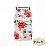 Fashion Spring Summer Style Pencil Skirt Women High Waist Green Skirts Vintage Elegant Bodycon Floral Print Midi Skirt FICUSRONG
