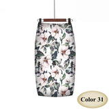 Fashion Spring Summer Style Pencil Skirt Women High Waist Green Skirts Vintage Elegant Bodycon Floral Print Midi Skirt FICUSRONG
