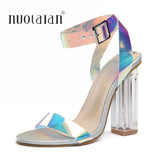 2019 Summer PVC Clear Transparent Strappy High Heels Shoes Women Sandals Peep Toe Sexy Party Female Ladies Shoes Woman Sandalias