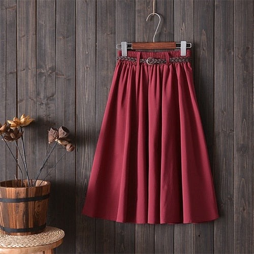 Surmiitro Midi Knee Length Summer Skirt Women With Belt 2019 Fashion Korean Ladies High Waist Pleated A-line School Skirt Female