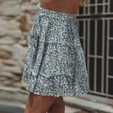 Womail Skirt Women Summer 2019 New Fashion Bohe High Waist Ruffled Floral Print Beach Short Skirt  NEW 2019 M27