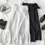 2019 New Women High Waist Polka Dots Skirt Elegant Midi Long Skirts Wrap Dots Chiffon Skirt Korean Fashion