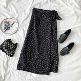 2019 New Women High Waist Polka Dots Skirt Elegant Midi Long Skirts Wrap Dots Chiffon Skirt Korean Fashion