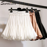 Surmiitro White Black Chiffon Summer Shorts Skirt Women 2019 Fashion Korean High Waist Tutu Pleated Mini Sun School Skirt Female