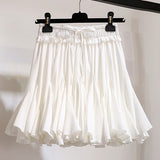 Surmiitro White Black Chiffon Summer Shorts Skirt Women 2019 Fashion Korean High Waist Tutu Pleated Mini Sun School Skirt Female
