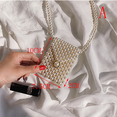 Hand-woven Pearl Women's Bags Beaded Women Handbag Designer Shoulder Crossbody Bag Phone Bag Ladies Hand Bags Purse Clutch 2019