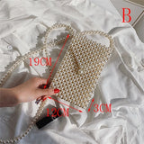 Hand-woven Pearl Women's Bags Beaded Women Handbag Designer Shoulder Crossbody Bag Phone Bag Ladies Hand Bags Purse Clutch 2019