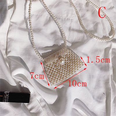 Hand-woven Pearl Women's Bags Beaded Women Handbag Designer Shoulder Crossbody Bag Phone Bag Ladies Hand Bags Purse Clutch 2019