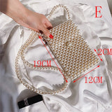 Hand-woven Pearl Women's Bags Beaded Women Handbag Designer Shoulder Crossbody Bag Phone Bag Ladies Hand Bags Purse Clutch 2019