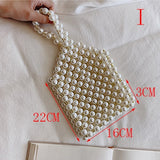 Hand-woven Pearl Women's Bags Beaded Women Handbag Designer Shoulder Crossbody Bag Phone Bag Ladies Hand Bags Purse Clutch 2019