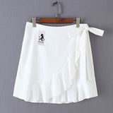 sexy mini skirt Fashion Women Solid Ruffles  Bandage  Lace Up  Short Skirt A-Line Pleated Chiffon Boho Beach Wrap skirt 038
