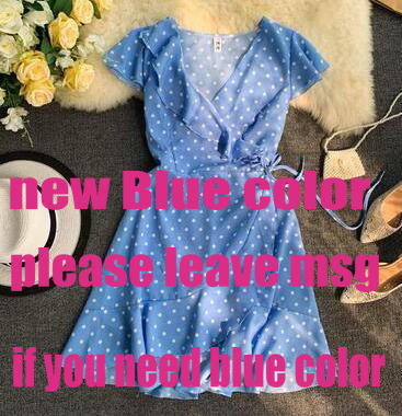 2019 Summer Polka Dot Wrapped Dress V Neck Ruffles Sexy Mini Dress Slim Bodycon Vacation Beach Smocks Korean Fashion