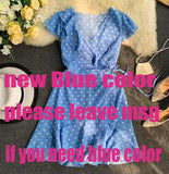 2019 Summer Polka Dot Wrapped Dress V Neck Ruffles Sexy Mini Dress Slim Bodycon Vacation Beach Smocks Korean Fashion